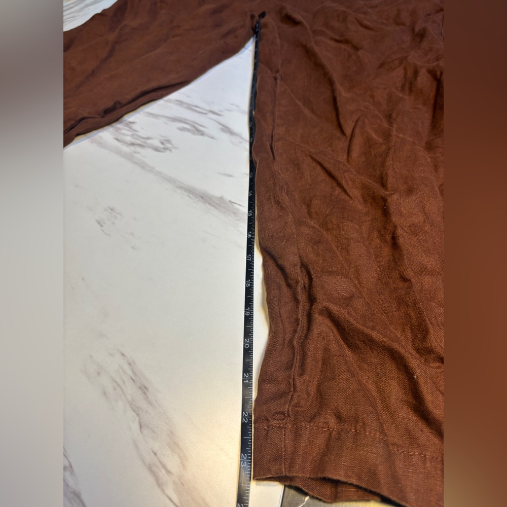 Quince 100% European Linen Pants Chocolate Brown - Picture 3 of 8